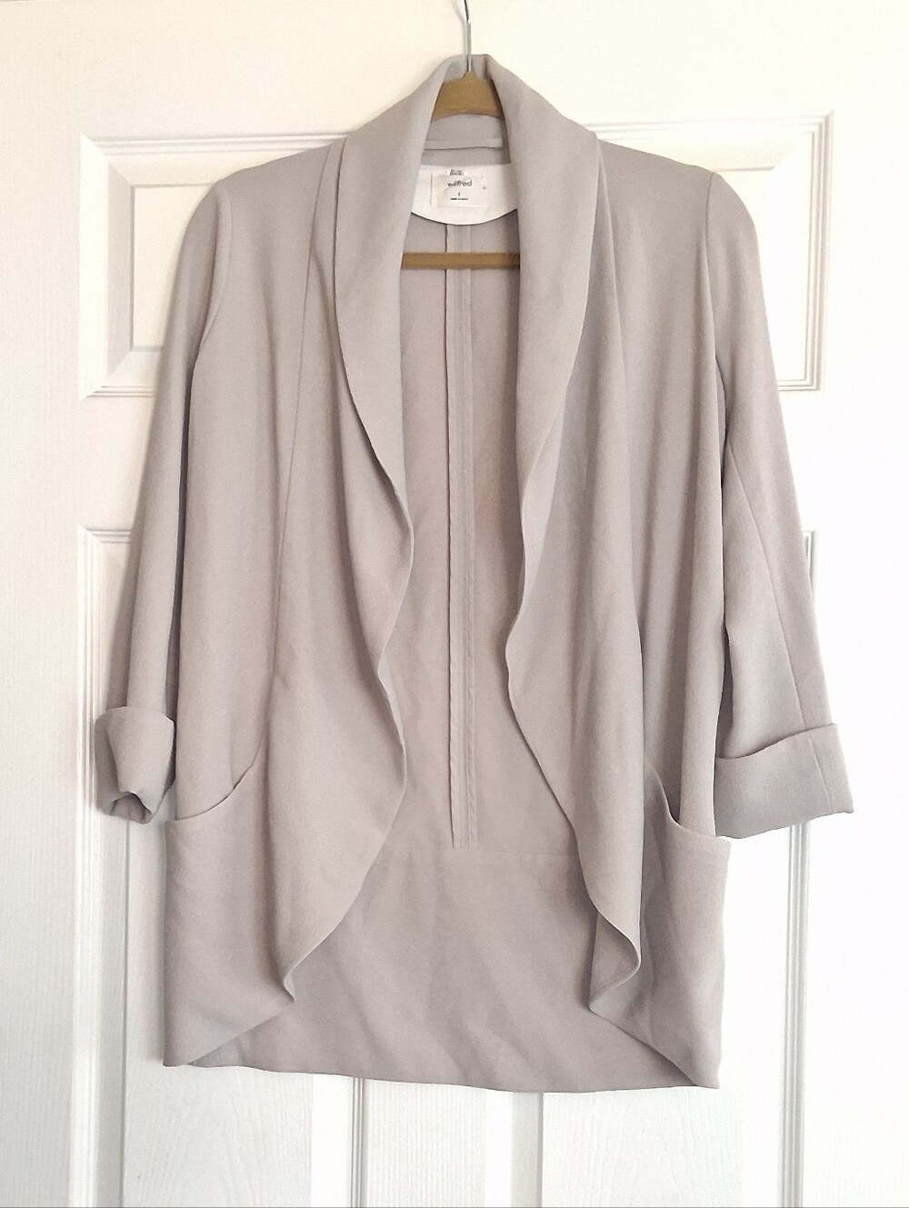 Wilfred Aritzia Gray Concrete Chevalier Oversized Knit Blazer Jacket